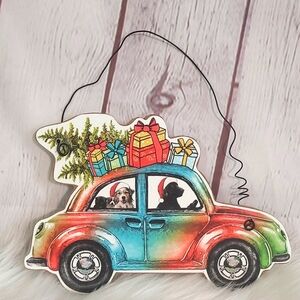 Wooden Rainbow Car Dogs Christmas Tree Labrador Collie Holiday Hanging Decor